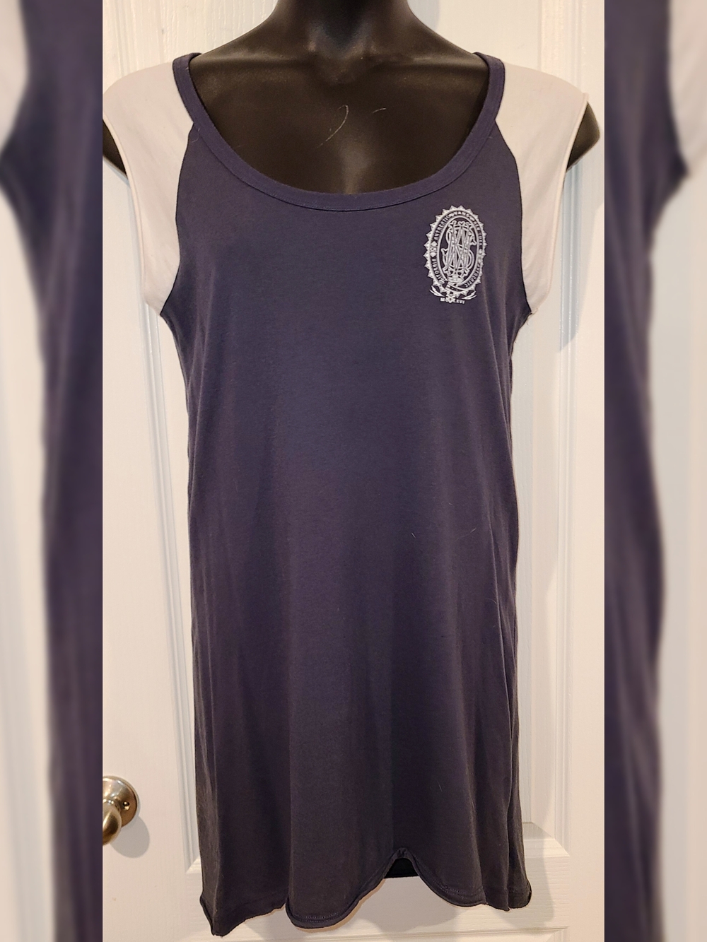 Vans Pewter & White Baseball-Short-Sleeve Womens Dress